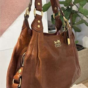Coach Maddison Maggie Brown Leather Shoulder Bag